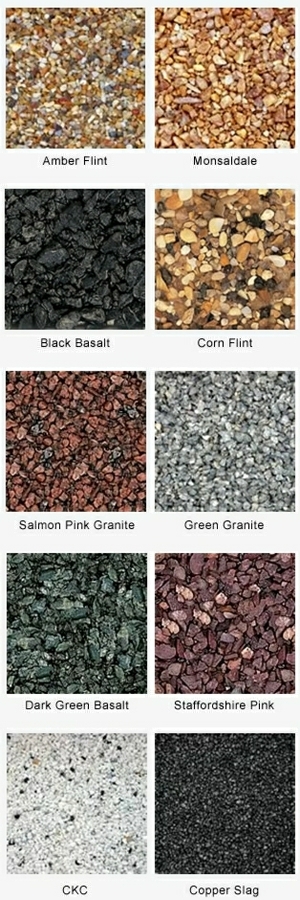 Different colours of gravels